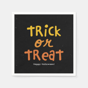 Trick or treat cute black orange Halloween party Napkin