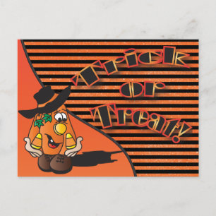Trick or Treat Cute Cartoon Pumpkin Halloween Postcard