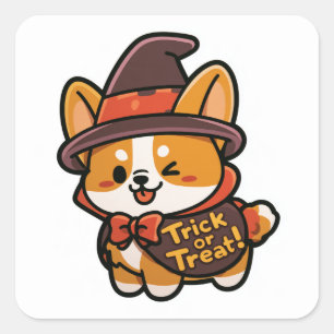Trick or Treat! - Cute Corgi Square Sticker