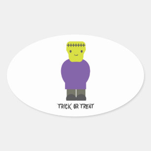 Trick or Treat- Cute Frankenstein Oval Sticker