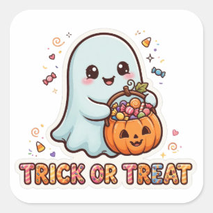 Trick Or Treat Cute Ghost Halloween Sticker