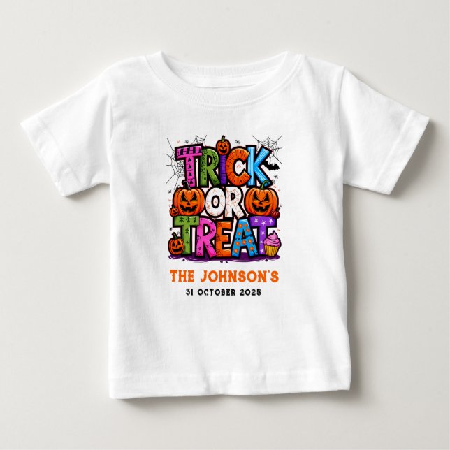 TRICK OR TREAT | Cute Halloween Bash Party Baby T-Shirt (Front)