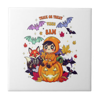 Trick or Treat Cute Halloween Ceramic Tile