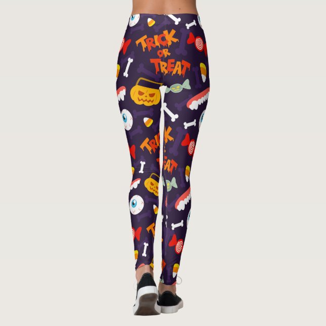 Trick or Treat Cute Halloween Pumpkin Monsters Leggings (Back)