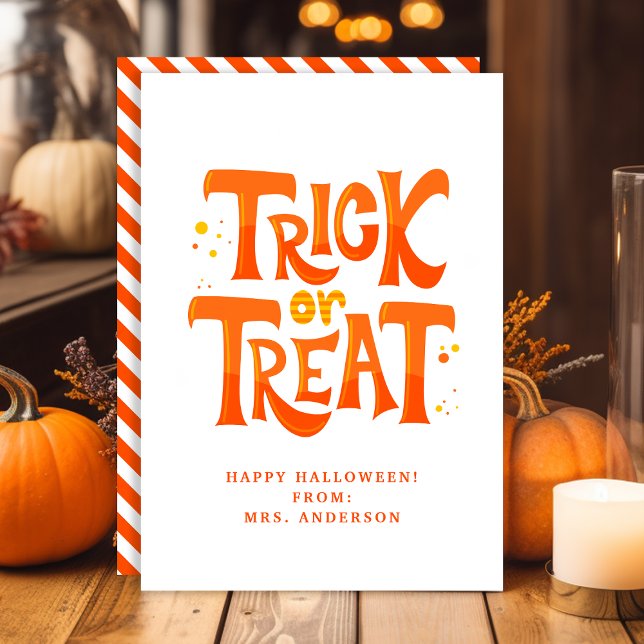 Trick or Treat Cute Kids Halloween Classroom Card (Creator Uploaded)