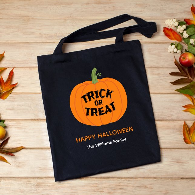 Trick or Treat Cute Pumpkin Halloween Tote Bag (Creator Uploaded)