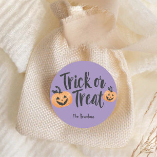 Trick or Treat Cute Pumpkins Halloween Classic Round Sticker