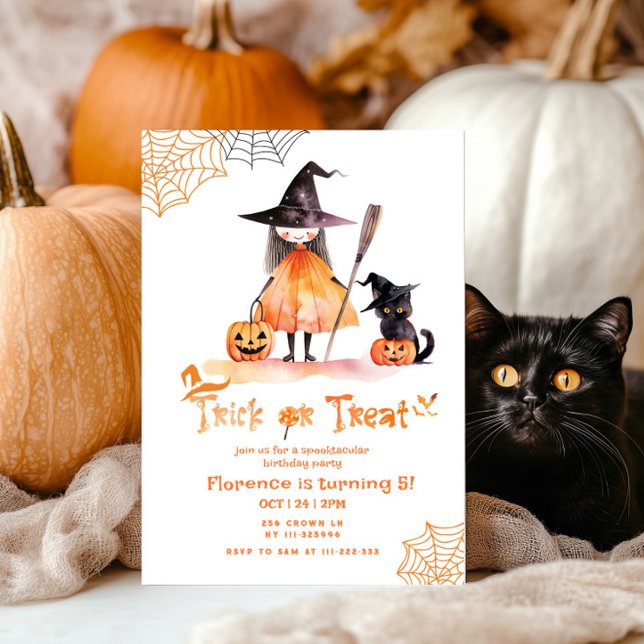 Trick or Treat cute Spooktacular birthday party Invitation (Creator Uploaded)