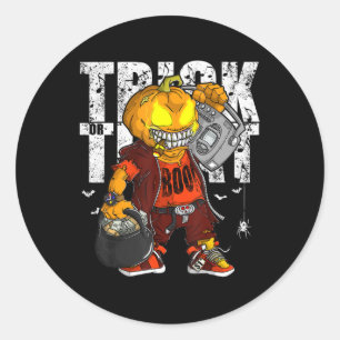 Trick or Treat Dope Hip Hop Halloween Graphic Men Classic Round Sticker
