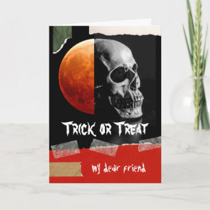 Trick or Treat for Friend Halloween Skull Card