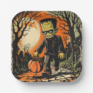 "Trick or Treat Frankie" Replica Circa 1950's Paper Plate