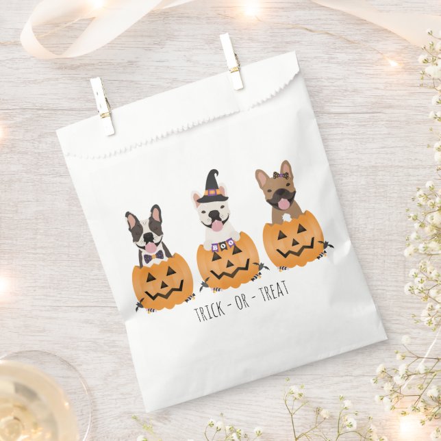 Trick Or Treat French Bulldogs Pumpkin Favour Bag (Clipped)