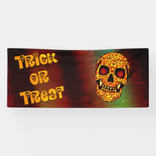 Trick or treat frightening Halloween skull Bandann Banner