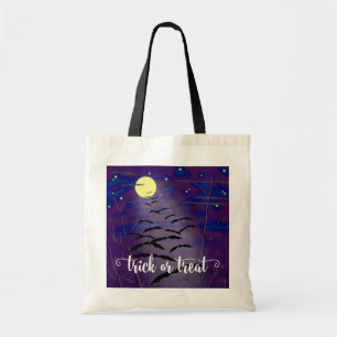 Trick or Treat Full Moon and Bats Halloween Tote Bag