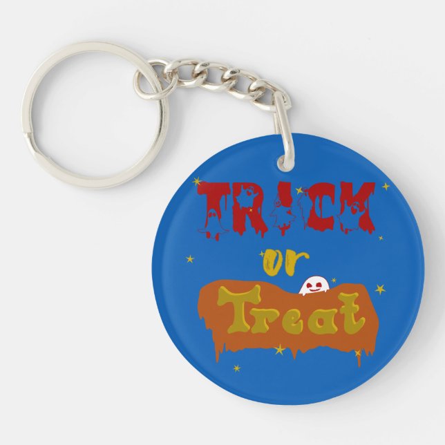 Trick or Treat Funny Boo Halloween Key Ring (Front)