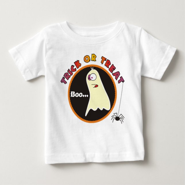 Trick or Treat Funny Ghost Baby Creepers Baby T-Shirt (Front)