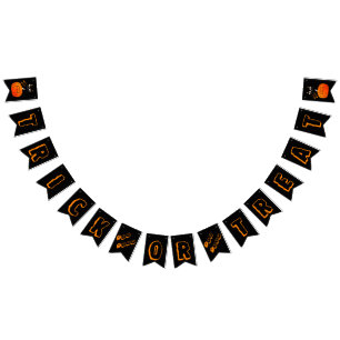 Trick or Treat Gato Negro Calabaza Naranja Boo Bunting