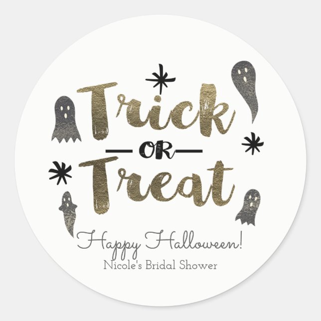 Trick or Treat Ghost Chic Halloween Party Favour Classic Round Sticker (Front)