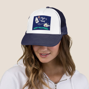 Trick or Treat Ghost Navy White Trucker Cap