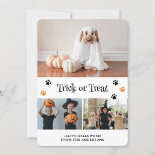 Trick or Treat Ghost Pet Photo Halloween Card