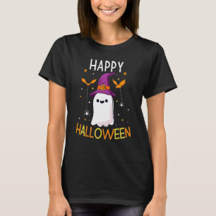 Trick Or Treat Ghost Witch Hat Happy Halloween 202 T-Shirt