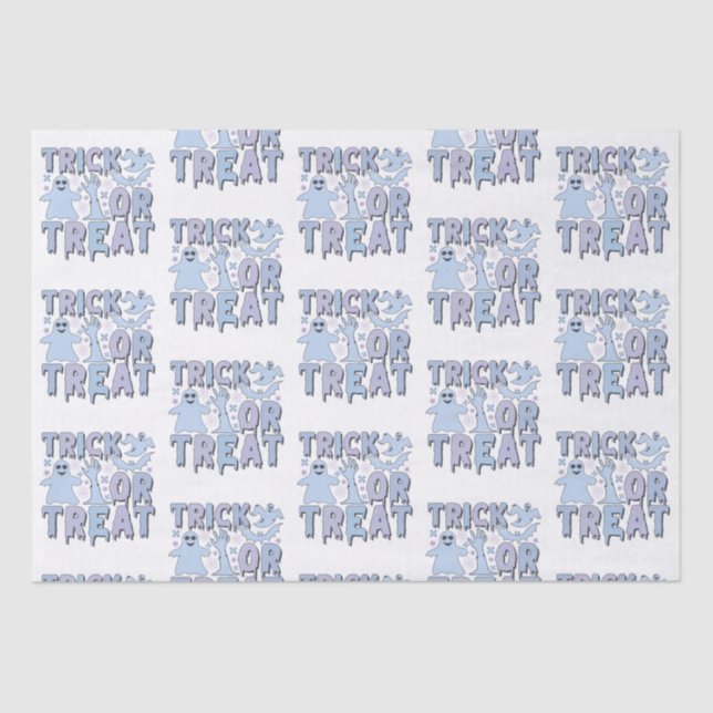 Trick or Treat Ghosts Cute White Halloween Tissue Paper (Front)