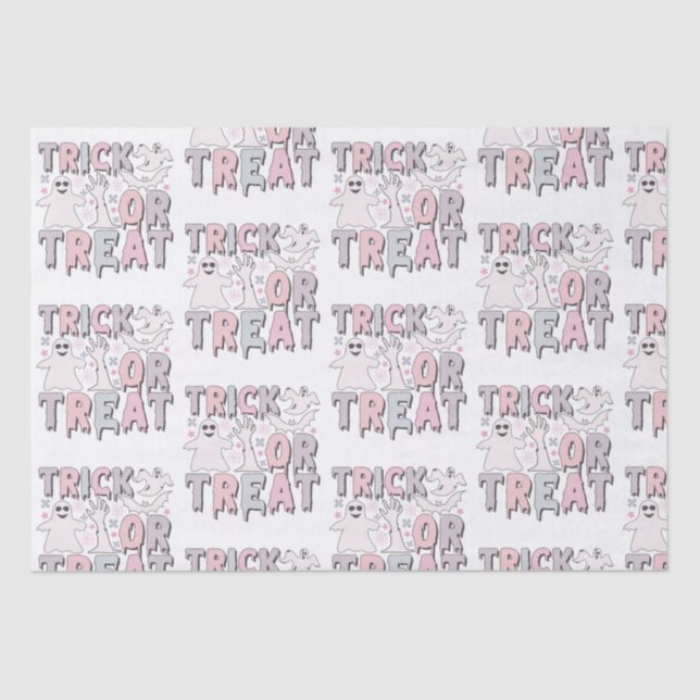 Trick or Treat Ghosts Cute White Halloween Tissue Paper (Front)