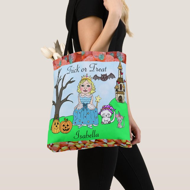 Trick or Treat Girl's Princess Halloween Candy Tote Bag (Close Up)