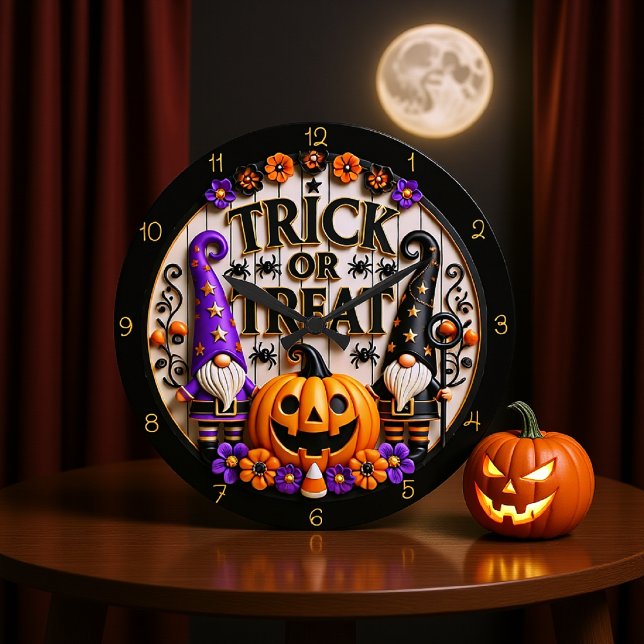 Trick Or Treat Gnome Large Clock (Creator Uploaded)