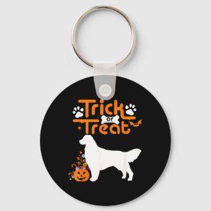 Trick Or Treat Golden Retriever Dog Halloween Key Ring