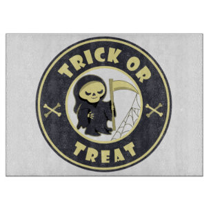 Trick or treat Grim Reaper starbucks Halloween Cutting Board