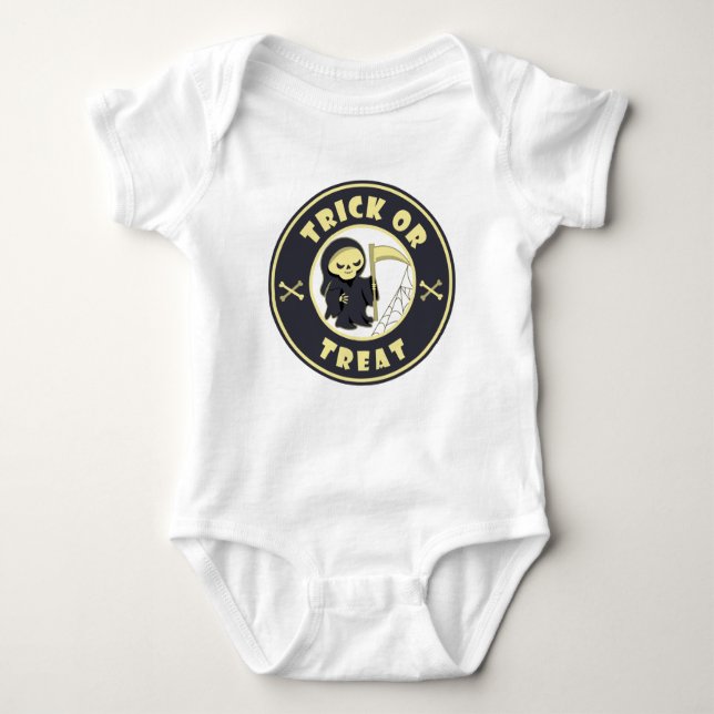 Trick or treat Grim Reaper starbucks logo coffee  Baby Bodysuit (Front)