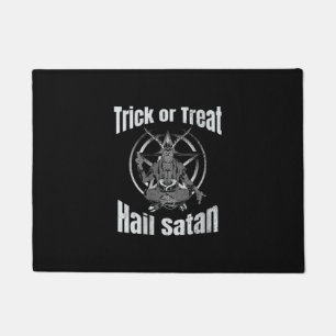 Trick or Treat Hail Satan Pentagram Goat Doormat