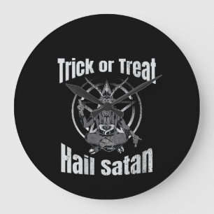 Trick or Treat Hail Satan Pentagram Goat Large Clock