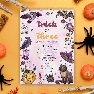 Trick Or Treat Halloween 3rd Birthday Invitation