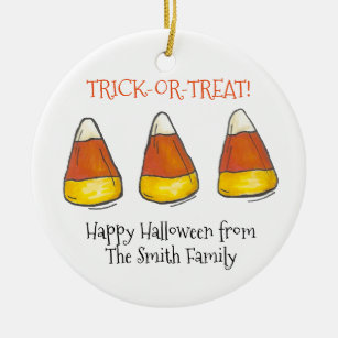 Trick or Treat Halloween Autumn Candy Corn Candies Ceramic Ornament
