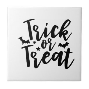 Trick or Treat Halloween Bats Ceramic Tile
