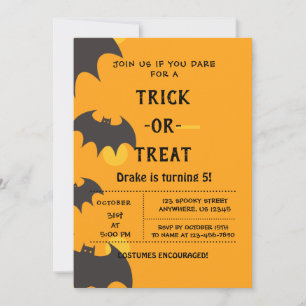 Trick or Treat, Halloween Bats Invitation