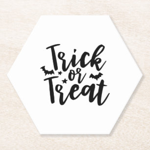 Trick or Treat Halloween Bats Paper Coaster