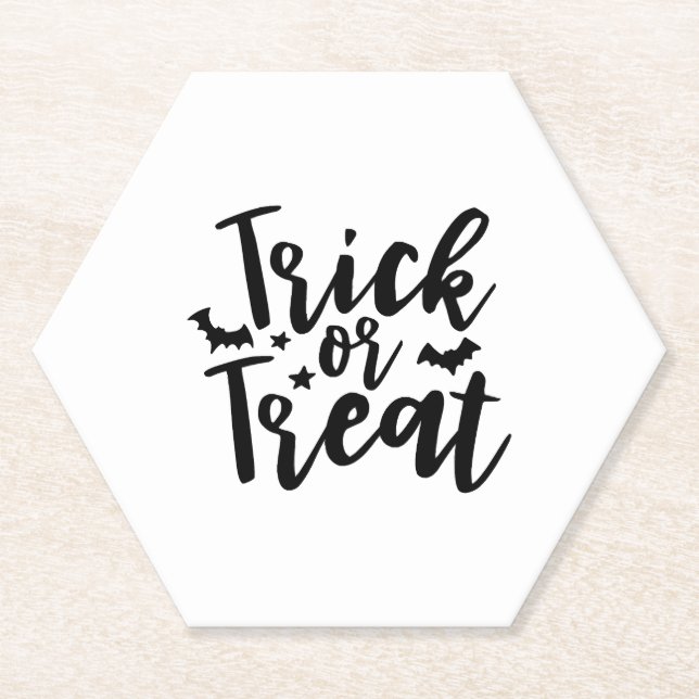 Trick or Treat Halloween Bats Paper Coaster (Front)