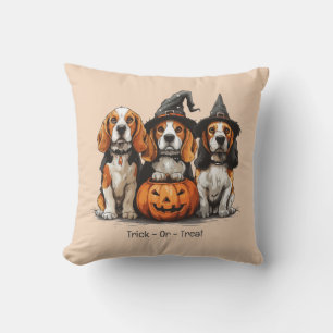 Trick Or Treat Halloween Beagle Dogs Cushion