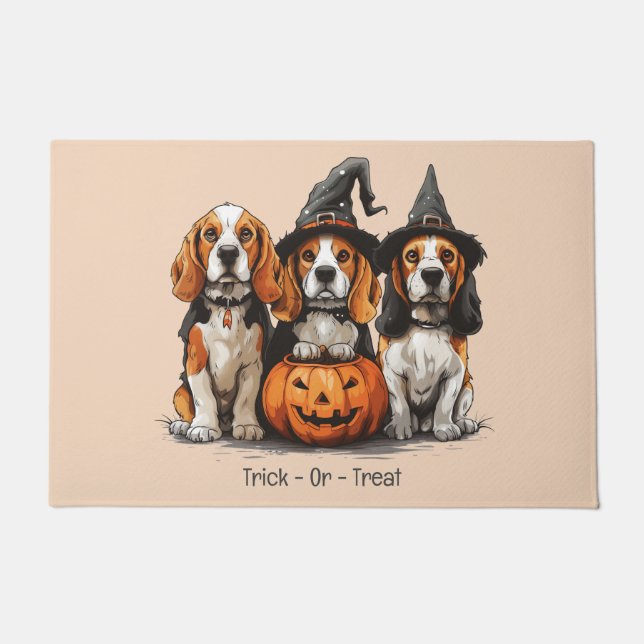 Trick Or Treat Halloween Beagle Dogs Doormat (Front)