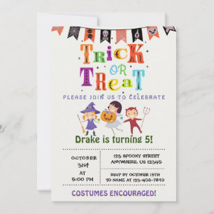 Trick or Treat, Halloween Birthday Invitation