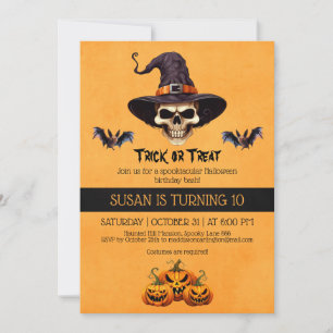 Trick Or Treat Halloween Birthday Party Invitation