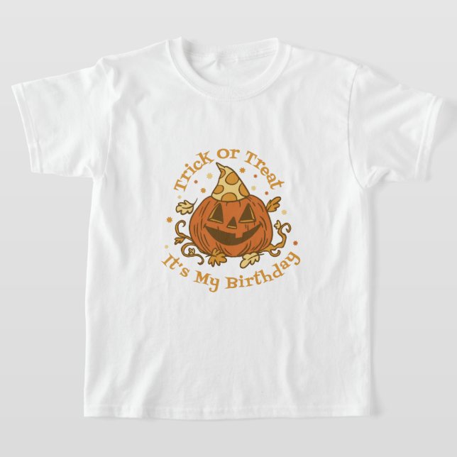 Trick or Treat Halloween Birthday T-Shirt (Laydown)