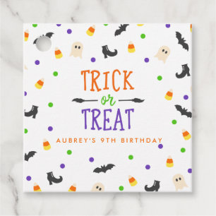 Trick or Treat Halloween Birthday themed favour ta Tags