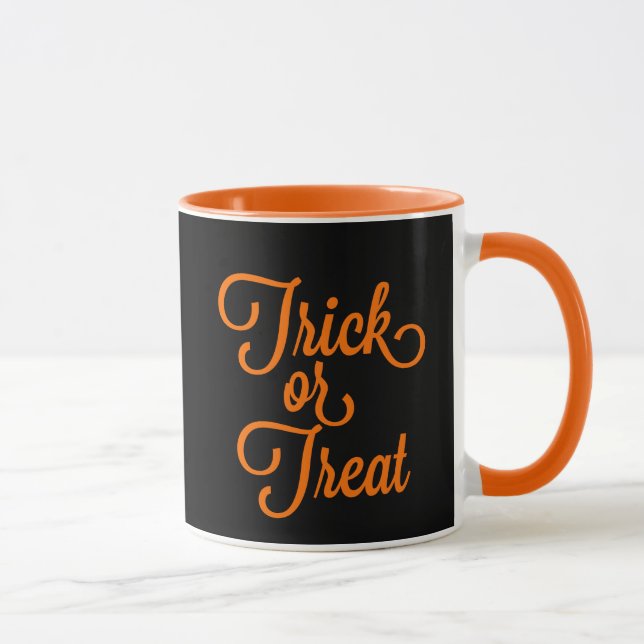 Trick or Treat Halloween Black and Orange Mug (Right)