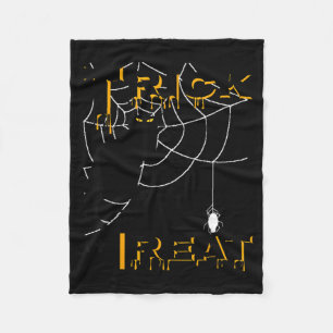 Trick Or Treat Halloween Black Cat Spider Web Tops Fleece Blanket