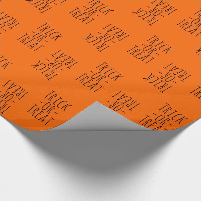 Trick-or-Treat Halloween Black on Orange Wrapping Paper (Corner)