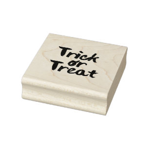 Trick or Treat Halloween Brush Stroke Rubber Stamp
